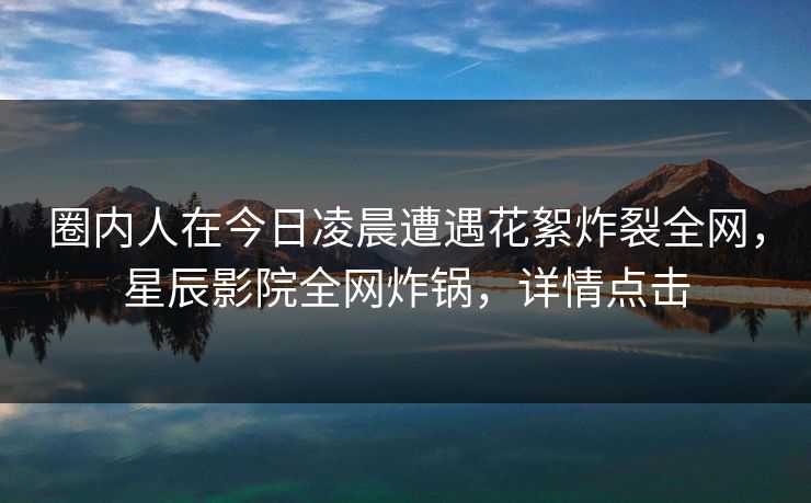 圈内人在今日凌晨遭遇花絮炸裂全网，星辰影院全网炸锅，详情点击
