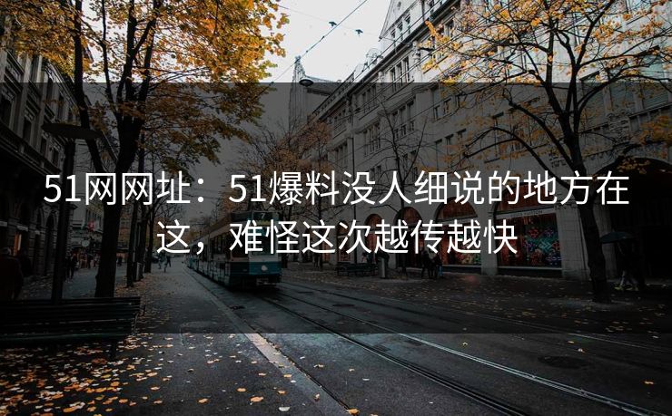 51网网址：51爆料没人细说的地方在这，难怪这次越传越快