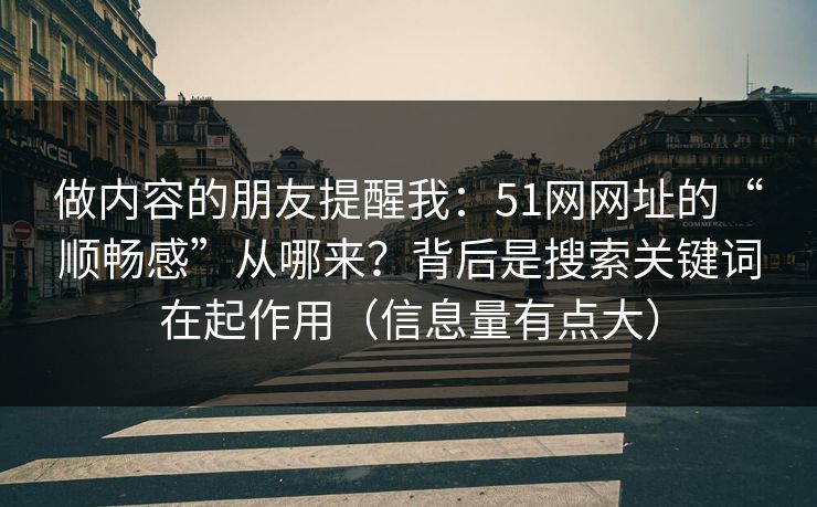 做内容的朋友提醒我：51网网址的“顺畅感”从哪来？背后是搜索关键词在起作用（信息量有点大）
